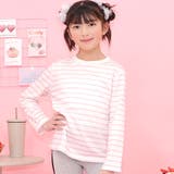 ピンク細ボーダー | ボーダートップス Tシャツ 長袖 | 子供服Bee