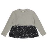 グレー×ドット | 切り替え長袖トップス 子供服 キッズ 秋 冬 韓国子供服 | 子供服Bee