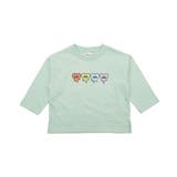 ハート×Nアッシュミント地 | プリントTシャツ 綿100% 長袖 | 子供服Bee