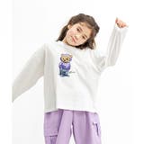 Hoodieくま×ホワイト地 | プリントTシャツ 綿100% 長袖 | 子供服Bee