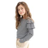 肩フリル×白黒ボーダー | デザイントップス 7タイプ パフ袖 | 子供服Bee