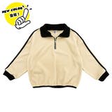 ライトベージュ地 | ハーフジップトレーナー フリース バイカラー | 子供服Bee
