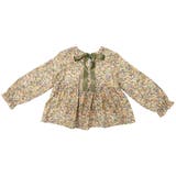 ベージュ地花柄 | バックリボントップス ブラウス 長袖 | 子供服Bee