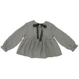ブラックチェック | バックリボントップス ブラウス 長袖 | 子供服Bee