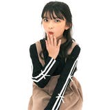ブラック | ダブルライントップス リボン 長袖 | 子供服Bee