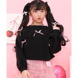 ブラック地 | クロップド丈トップス フリース リボン | 子供服Bee