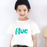 HUG×ホワイト | プリントTシャツ 綿100% 半袖 | 子供服Bee