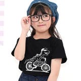 ダイナソーサイクリング×黒 | プリントTシャツ 綿100% 半袖 | 子供服Bee