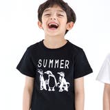 SUMMERペンギン×ブラック地 | プリントTシャツ 綿100% 半袖 | 子供服Bee