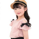 ピンク | オフショルダートップス リボン 半袖 | 子供服Bee