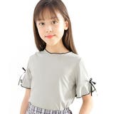 ライトグレー×黒リボン | 半袖トップス 子供服 キッズ 女の子 春 夏 韓国子供服 | 子供服Bee