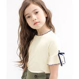 アイボリー×ネイビーリボン | 半袖トップス 子供服 キッズ 女の子 春 夏 韓国子供服 | 子供服Bee