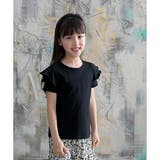 黒地×肩フリル | 半袖トップス 子供服 キッズ 女の子 春 夏 韓国子供服 | 子供服Bee