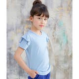 ライトブルー地×肩フリル | 半袖トップス 子供服 キッズ 女の子 春 夏 韓国子供服 | 子供服Bee