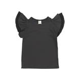 スモーキーブラック | フリル袖トップス 半袖 リブ地 | 子供服Bee