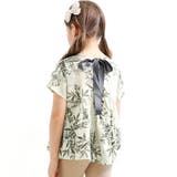 アイボリー地花柄 | バックリボントップス シャツ ブラウス | 子供服Bee