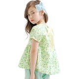 ライトイエロー地花柄 | バックリボントップス シャツ ブラウス | 子供服Bee