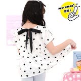 ホワイト地ハート柄 | バックリボントップス シャツ ブラウス | 子供服Bee
