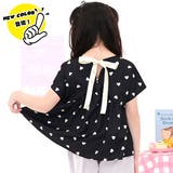 ブラック地ハート柄 | バックリボントップス シャツ ブラウス | 子供服Bee