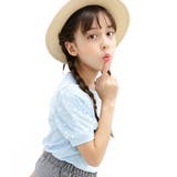 サックスブルー×デイジー | チュール袖トップス 半袖 パフスリーブ | 子供服Bee