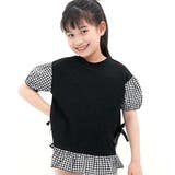 ブラック×ギンガムチェック | レイヤード風トップス 子供服 キッズ 女の子 春 夏 秋 韓国子供服 | 子供服Bee