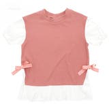ラズベリー×白地 | レイヤード風トップス 子供服 キッズ 女の子 春 夏 秋 韓国子供服 | 子供服Bee