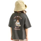 Girl×チャコール地 | プリントTシャツ 綿100％ 半袖 | 子供服Bee