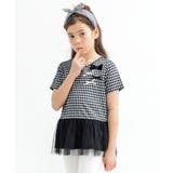 TOPSブラックギンガム | チュール切り替えトップス 子供服 子ども服 キッズ 女の子 春 夏 韓国子供服 | 子供服Bee