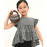 ブラックギンガムチェック | ティアードトップス 肩フリル チェック柄 | 子供服Bee