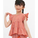 レッドギンガムチェック | ティアードトップス 肩フリル チェック柄 | 子供服Bee