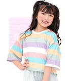 パステルボーダー | ミニ丈Tシャツ ボーダー クロップド丈 | 子供服Bee