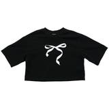リボン×ブラック地 | ミニ丈Tシャツ リボン プリント | 子供服Bee