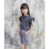 チャコール | 袖口フリルノースリーブトップス 子供服 キッズ | 子供服Bee