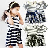 ボーダー腰結びりぼん キッズ ワンピース | 子供服バナナ小僧  | 詳細画像1 