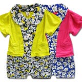 韓国子供服 花柄×フェイクカーディガン半袖カバーオール 70cm | 子供服バナナ小僧  | 詳細画像1