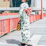 レディース 浴衣 単品 綿麻（01） 白系 リーフ | 京のおしゃれ屋  | 詳細画像4 