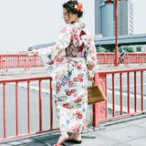 レディース 浴衣 単品 綿麻（02） ベージュ系 菖蒲 菊 牡丹 桜 | 京のおしゃれ屋  | 詳細画像2 