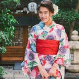 レディース 浴衣 単品 綿麻（03） ベージュ系 紫陽花 あじさい | 京のおしゃれ屋  | 詳細画像1 