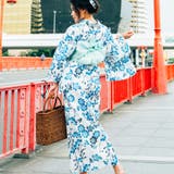 レディース 浴衣 単品 綿麻（05） ホワイト系 コスモス ブルー | 京のおしゃれ屋  | 詳細画像6 