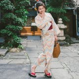 レディース 浴衣 単品 綿麻（06） ホワイト系 ベージュ系 ジグザグ 幾何学 | 京のおしゃれ屋  | 詳細画像3 