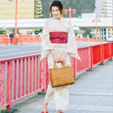 レディース 浴衣 単品 綿麻（06） ホワイト系 ベージュ系 ジグザグ 幾何学 | 京のおしゃれ屋  | 詳細画像5 