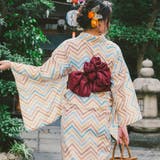 レディース 浴衣 単品 綿麻（06） ホワイト系 ベージュ系 ジグザグ 幾何学 | 京のおしゃれ屋  | 詳細画像7 