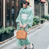 レディース 浴衣 単品 綿麻（07） ホワイト系 グリーン系 リーフ | 京のおしゃれ屋  | 詳細画像5 
