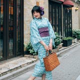 レディース 浴衣 単品 綿麻（10） ホワイト系 ブルー系 幾何学 変り立涌く | 京のおしゃれ屋  | 詳細画像2 