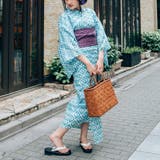 レディース 浴衣 単品 綿麻（10） ホワイト系 ブルー系 幾何学 変り立涌く | 京のおしゃれ屋  | 詳細画像4 