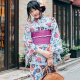 レディース 浴衣 単品 綿麻（11） ホワイト系 蝶 菊 | 京のおしゃれ屋  | 詳細画像1 