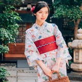 レディース 浴衣 単品 綿麻（13） ホワイト系 菊 萩 | 京のおしゃれ屋  | 詳細画像1 