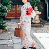 レディース 浴衣 単品 綿麻（13） ホワイト系 菊 萩 | 京のおしゃれ屋  | 詳細画像2 