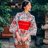 レディース 浴衣 単品 綿麻（14） クリーム系 ベージュ系 菊 牡丹 | 京のおしゃれ屋  | 詳細画像1 