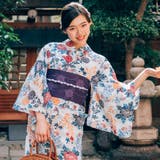 レディース 浴衣 単品 綿麻（15） ホワイト系 菊 牡丹 | 京のおしゃれ屋  | 詳細画像1 